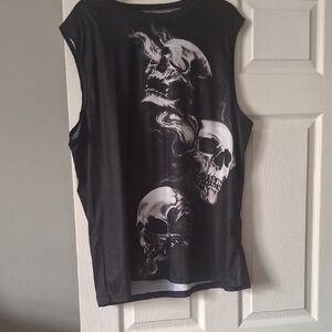 Black Sleeveless Top with Skull Design